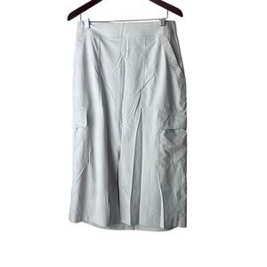 Athleta Cargo Midi Skirt Athletic Front Slit 12 Tan Beige